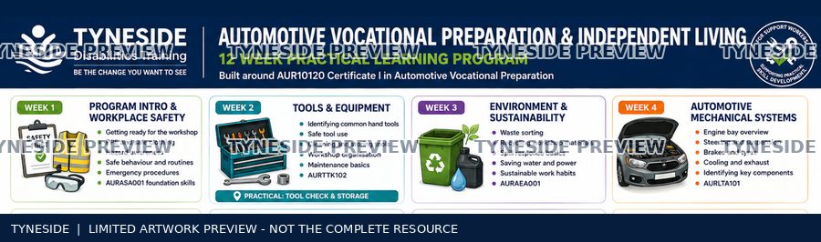 Watermarked upper excerpt of Automotive Vocational Preparation & Independent Living source artwork