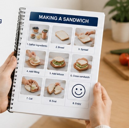 Illustrative Tyneside resource mock-up showing a visual step-by-step everyday task.